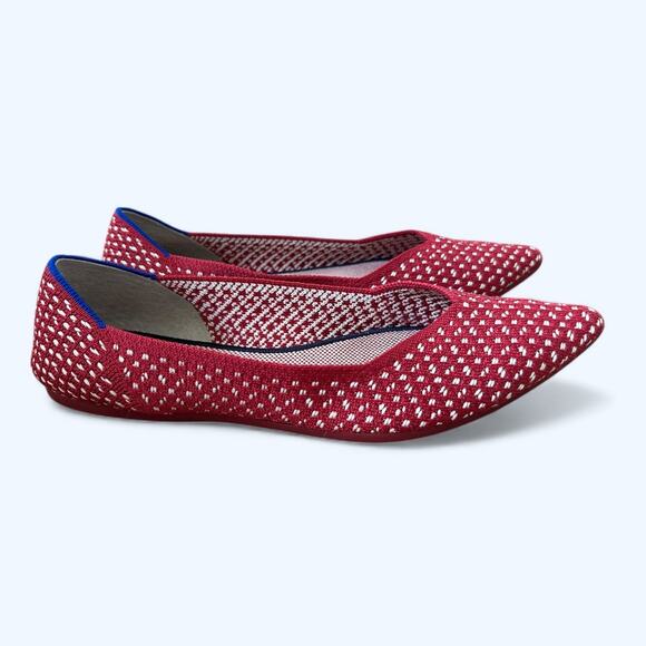 Rothy’s The Point Knit Ballet Flats Red Apple Honeycomb Women’s 8.5 Chic Preppy - Picture 9 of 10